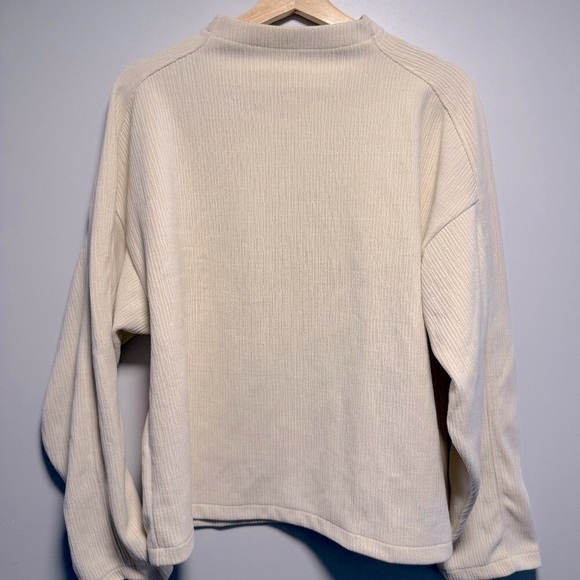 Madewell Ribbed Ivory Mock Neck Top Large - Picture 1 of 5